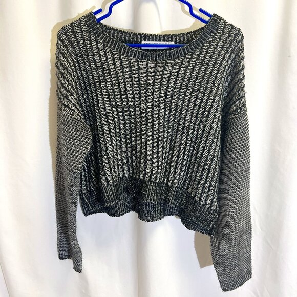 Cotton Emporium Cropped Length Boat Neck Striped Sweater Top - Picture 1 of 7